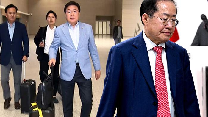 김문수 편지 들고 하와이 도착…"홍준표 주소는 몰라요"