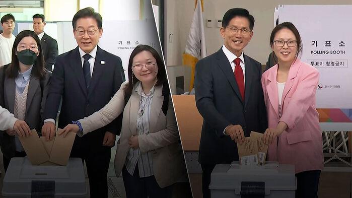 이재명은 청년들, 김문수는 딸과 사전투표…배우자는? [대선네컷]