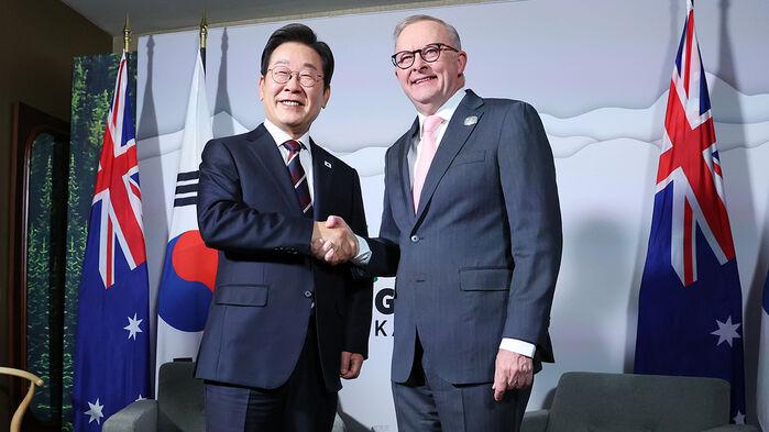 이 대통령, G7회의 참석차 캐나다 도착…호주·남아공 정상과 회담