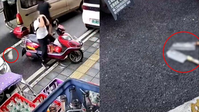 '툭' 급히 머리 감싼 순간…대낮 건물서 떨어진 중식도